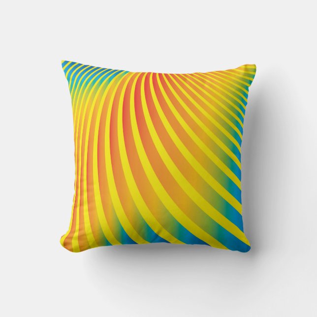 Bright Colorful Abstract Stripes Throw Pillow (Front)