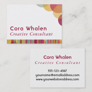 Bright & Colorful Abstract w/ Stripes & Circles Business Card