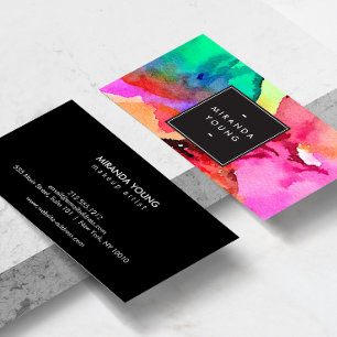 Bright Colorful Abstract Watercolor Art Business Card