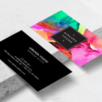 Bright Colorful Abstract Watercolor Art Business Card by 1201am at Zazzle