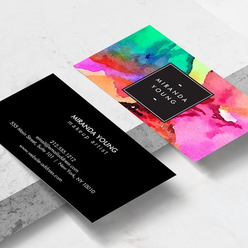 Customizable Cool Abstract Multi-color Watercolors Modern Double-Sided Standard Business Cards (Pack Of 100)