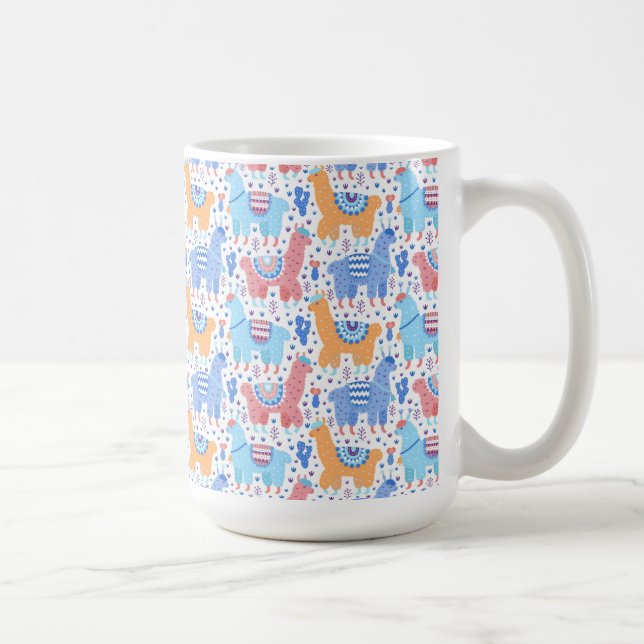 Bright Colorful Alpaca Pattern Coffee Mug (Right)
