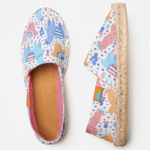 Bright Colorful Alpaca Pattern Espadrilles