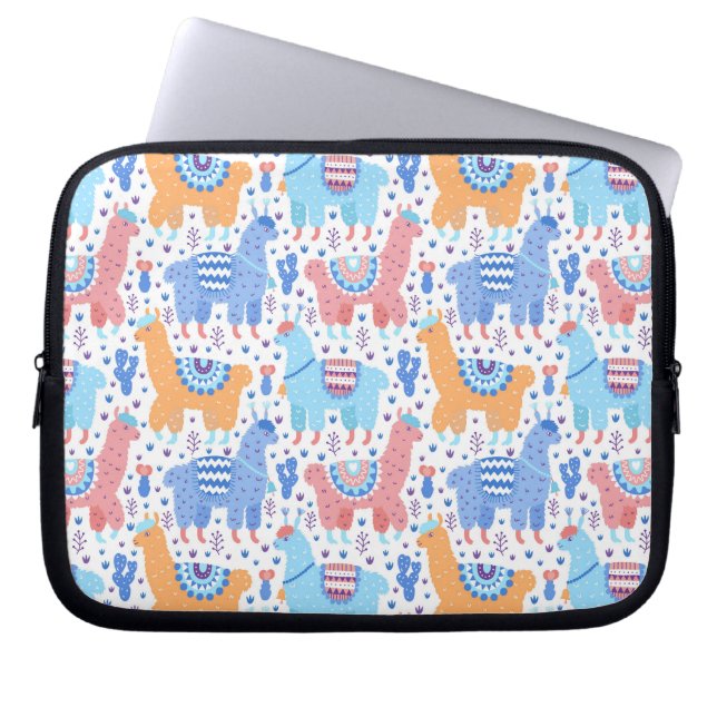 Bright Colorful Alpaca Pattern Laptop Sleeve (Front)