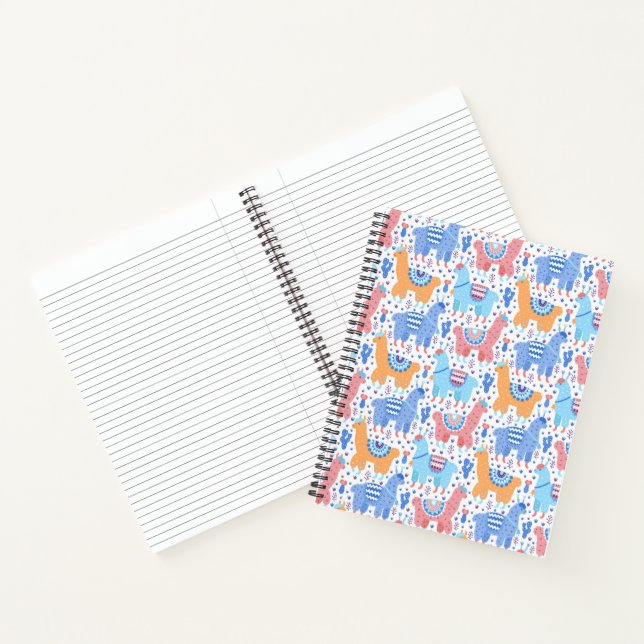 Bright Colorful Alpaca Pattern Notebook (Inside)