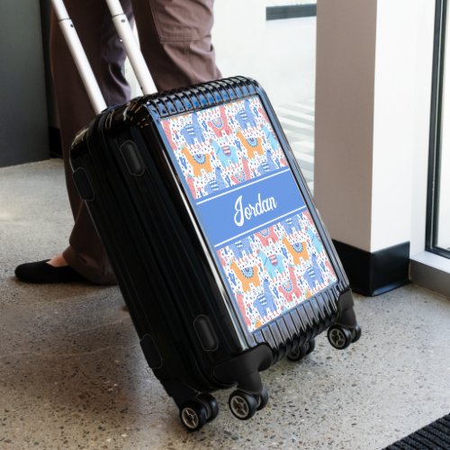 Bright Colorful Alpaca Pattern  Personalize Luggage
