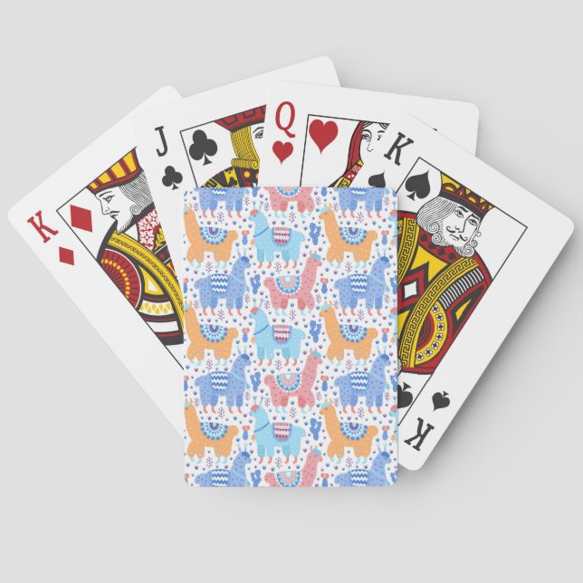 Bright Colorful Alpaca Pattern Poker Cards (Back)