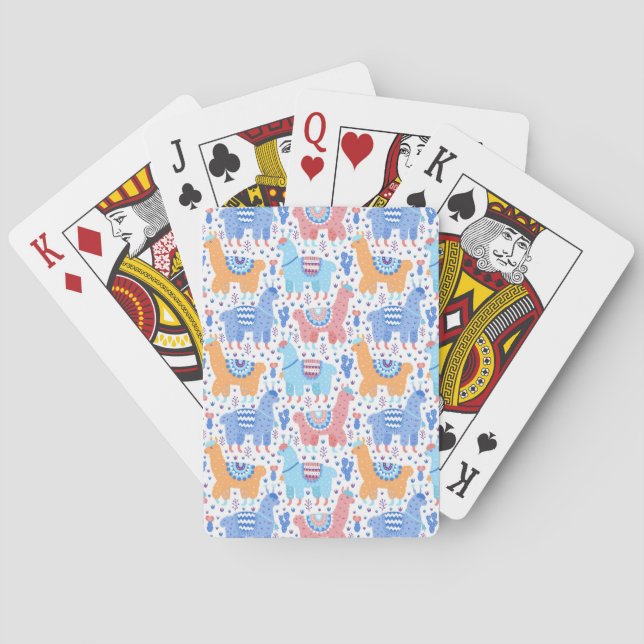 Bright Colorful Alpaca Pattern Poker Cards (Back)