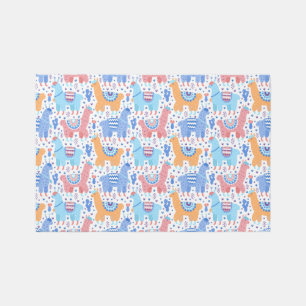 Bright Colorful Alpaca Pattern Rug