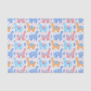 Bright Colorful Alpaca Pattern Tissue Paper