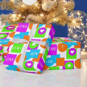 Bright, Colorful and Customized Geometric Birthday Wrapping Paper