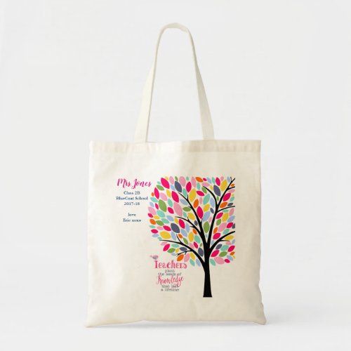 Bright colorful apple Teacher tree thank you Tote Bag