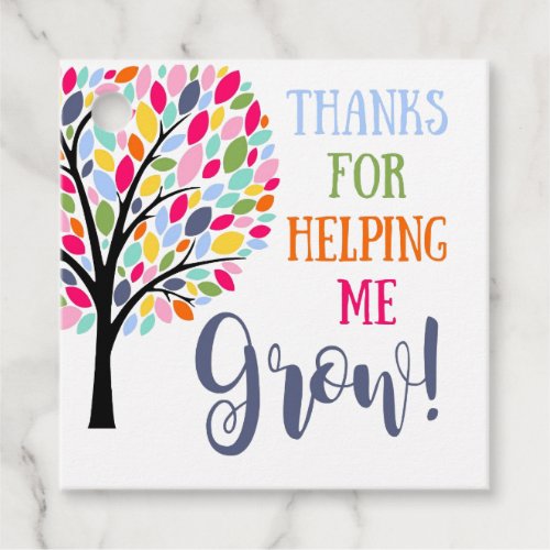 Bright colorful apple tree helping me grow favor tags