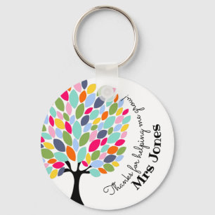 Bright colorful apple tree helping me grow keychain