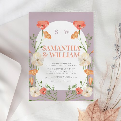 Bright Colorful Arch Boho Floral Wedding Invitation