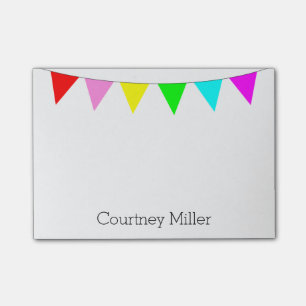 Bright Colorful Banner Flags with Your Name Post-it Notes