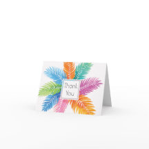 Bright Colorful Beach Palm Leaves Thank You Card