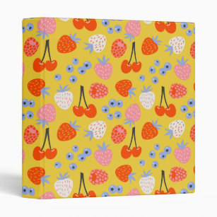 Bright Colorful Berry Fruit Pattern 3 Ring Binder