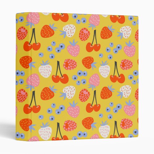 Bright Colorful Berry Fruit Pattern 3 Ring Binder