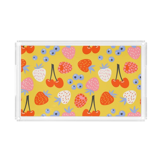Bright Colorful Berry Fruit Pattern Acrylic Tray (Front)