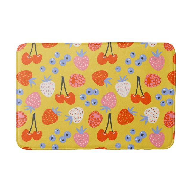Bright Colorful Berry Fruit Pattern Bath Mat (Front)