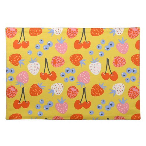 Bright Colorful Berry Fruit Pattern Cloth Placemat