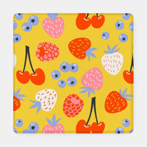 Bright Colorful Berry Fruit Pattern Coaster Set