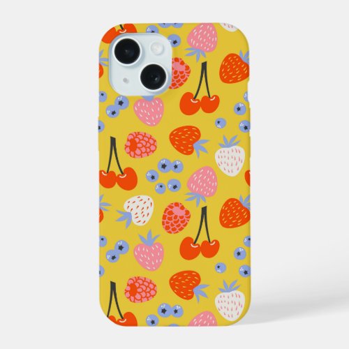 Bright Colorful Berry Fruit Pattern iPhone 15 Case