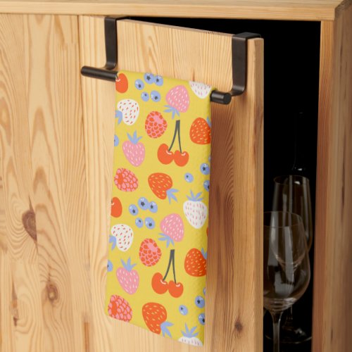 Bright Colorful Berry Fruit Pattern Kitchen Towel
