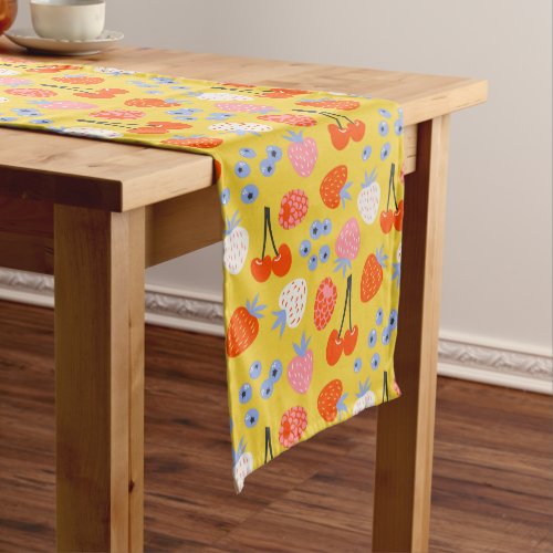 Bright Colorful Berry Fruit Pattern Medium Table Runner