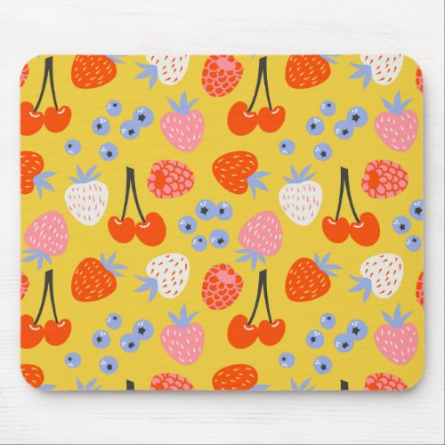 Bright Colorful Berry Fruit Pattern Mouse Pad