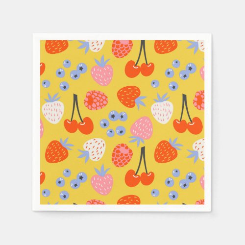 Bright Colorful Berry Fruit Pattern Napkins