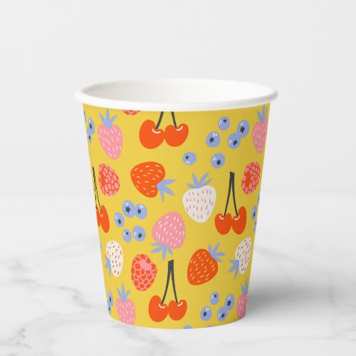 Bright Colorful Berry Fruit Pattern Paper Cups