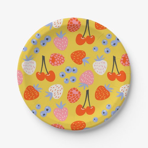 Bright Colorful Berry Fruit Pattern Paper Plates