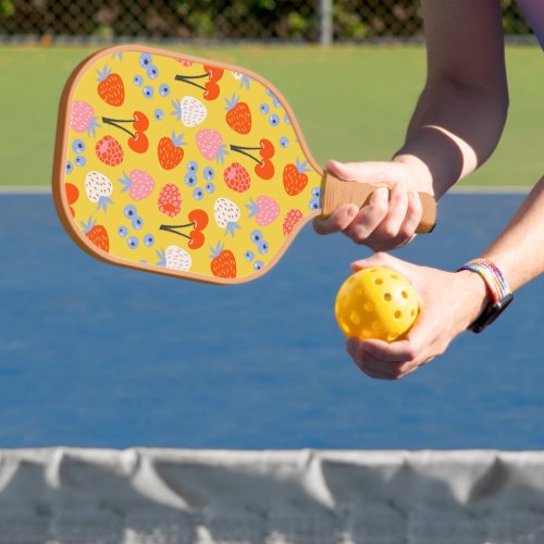 Bright Colorful Berry Fruit Pattern Pickleball Paddle