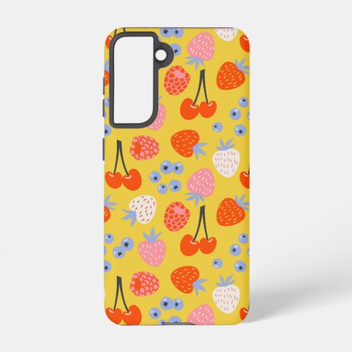 Bright Colorful Berry Fruit Pattern Samsung Galaxy S21 Case