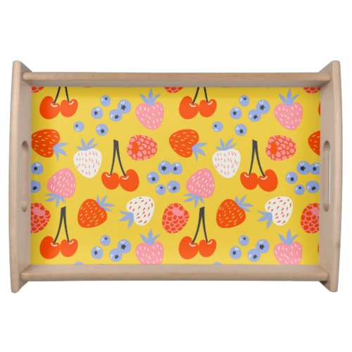 Bright Colorful Berry Fruit Pattern Serving Tray