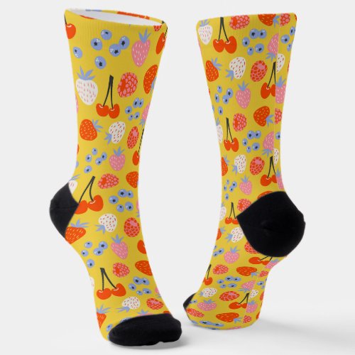 Bright Colorful Berry Fruit Pattern Socks