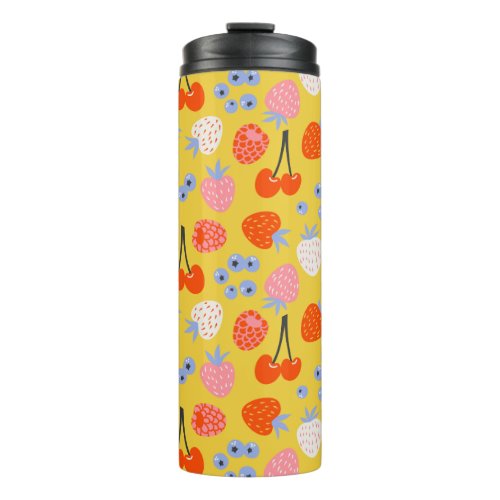 Bright Colorful Berry Fruit Pattern Thermal Tumbler