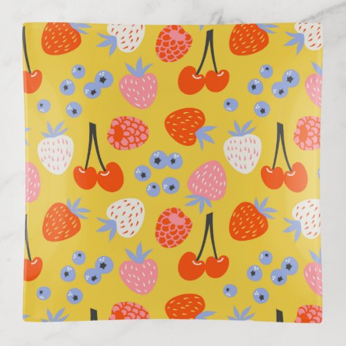 Bright Colorful Berry Fruit Pattern Trinket Tray