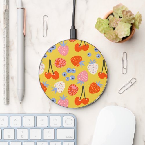 Bright Colorful Berry Fruit Pattern Wireless Charger