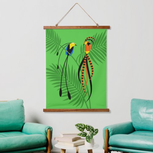 Bright Colorful Birds of Paradise 2 Hanging Tapestry