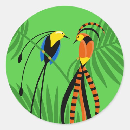 Bright Colorful Birds of Paradise Classic Round Sticker