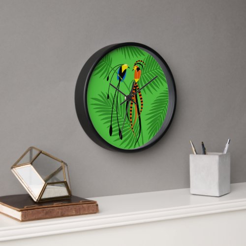 Bright Colorful Birds of Paradise Clock