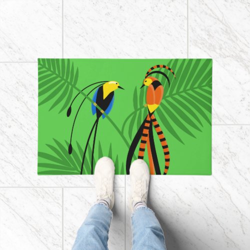 Bright Colorful Birds of Paradise Doormat