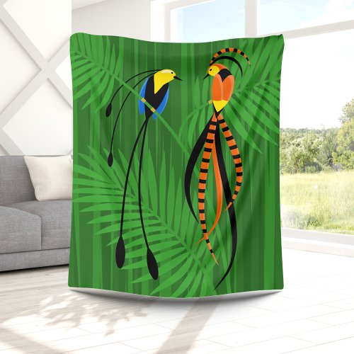 Bright Colorful Birds of Paradise Fleece Blanket
