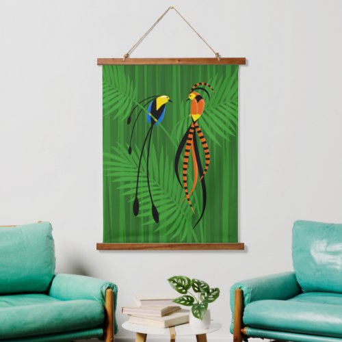 Bright Colorful Birds of Paradise Hanging Tapestry