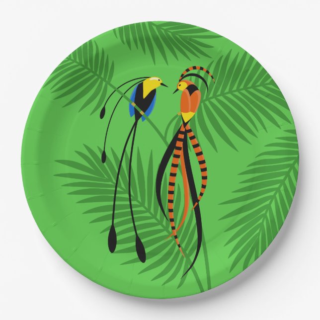 Bright Colorful Birds of Paradise Paper Plates (Front)