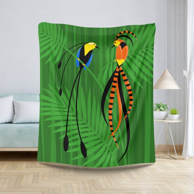 Bright Colorful Birds of Paradise Sherpa Blanket (Creator Uploaded)