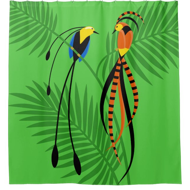 Bright Colorful Birds of Paradise Shower Curtain (Front)